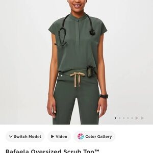 Figs Rafaela Oversized Scrub Top in Olive